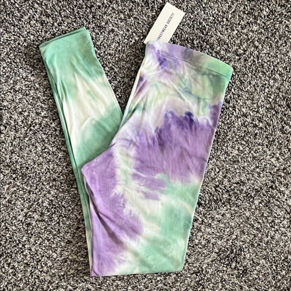 NWT Streetwear Society Tie dye Leggings - Mint and Lavender
